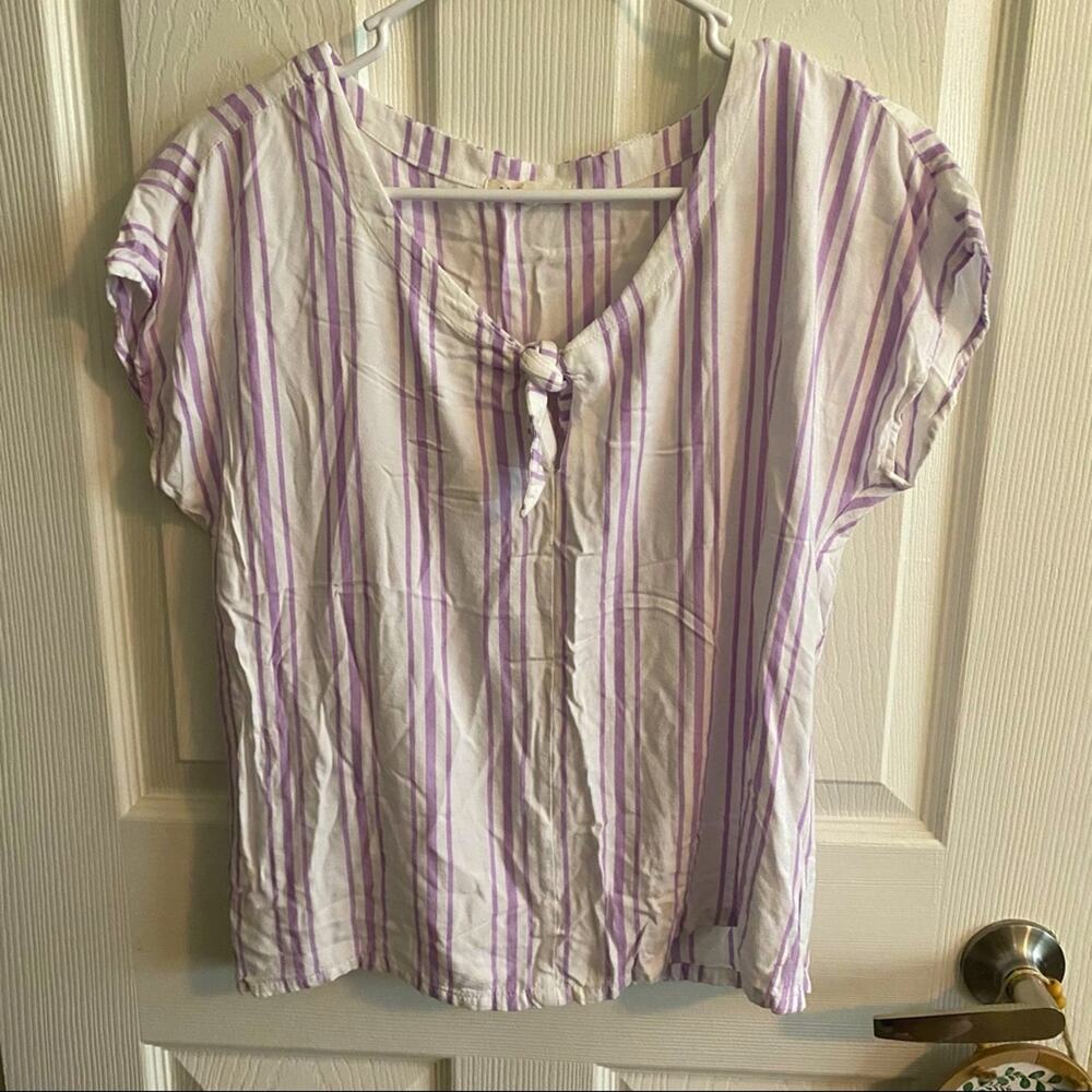 Copper Key Striped Cap Sleeve Knotted Top Size Medium